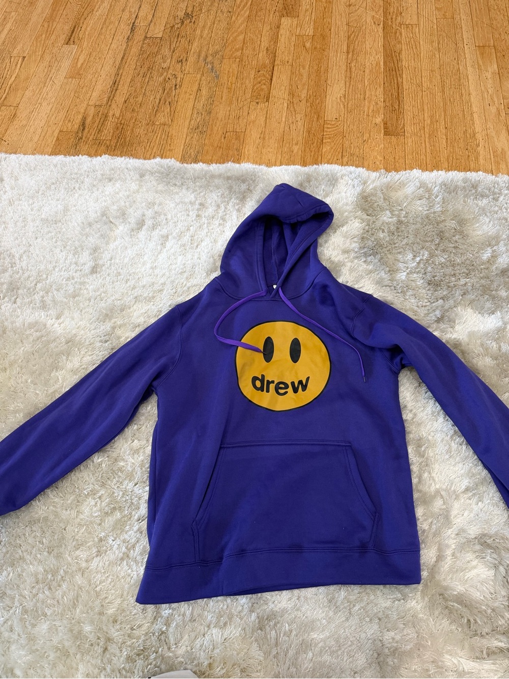 DREW Purple Hoodie with Yellow Smiley Logo